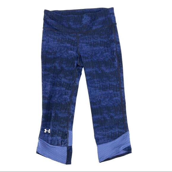Under Armour Navy performance crop leggings XS mesh panels mid rise fitted - Picture 1 of 7